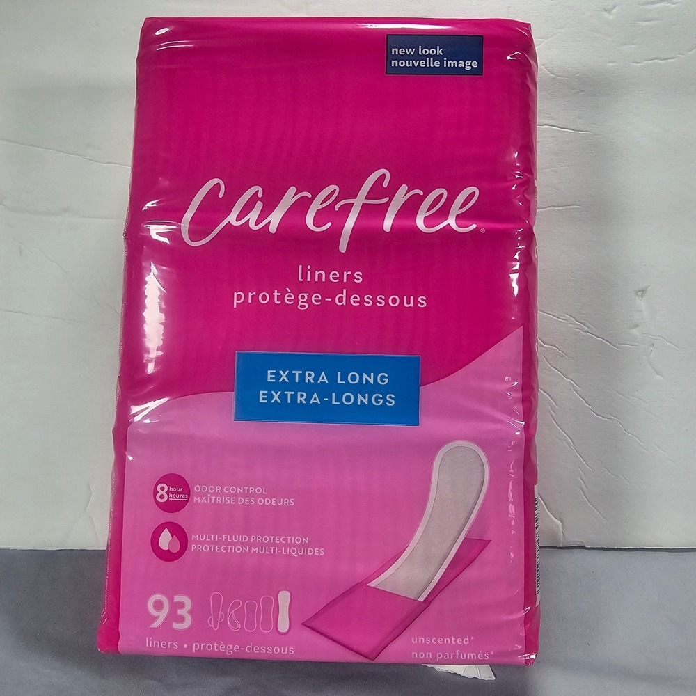 Carefree 93 Count Extra Long Panty Liners Unscented New Sealed Pkg
